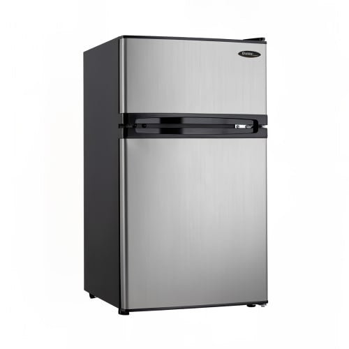 Danby DCR031B1BSLDD 3.1 cu ft Compact Refrigerator & Freezer w/ Solid Doors - Black/Stainless, 115v
