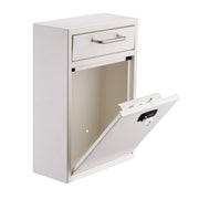 Alpine Industries ADI631-04-WHI-KC Wall Mount Lock & Combination Mailbox - 11 1/4"W x 4 3/4"D x 16 1/4"H, Stainless Steel, White
