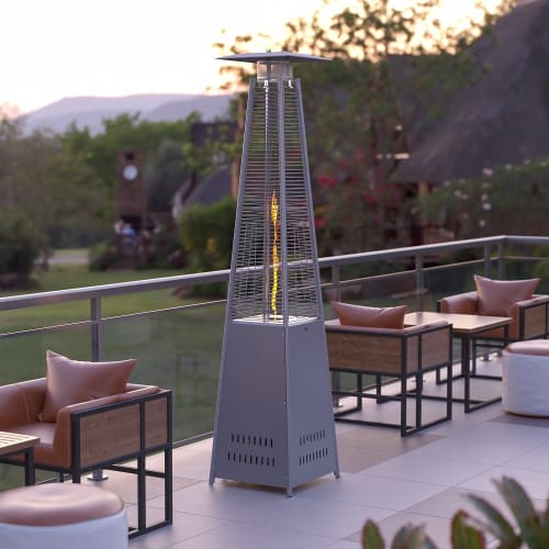 Flash Furniture NAN-FSDC-01-SL-GG 90" Portable Outdoor Patio Heater - 42,000 BTU, Stainless Steel, Liquid Propane
