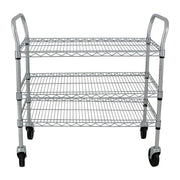 StoreIt 3 Level Wire Utility Cart w/ 600 lb Capacity - Flat Ledges, Chrome (SI-UC-3-3618-CH)