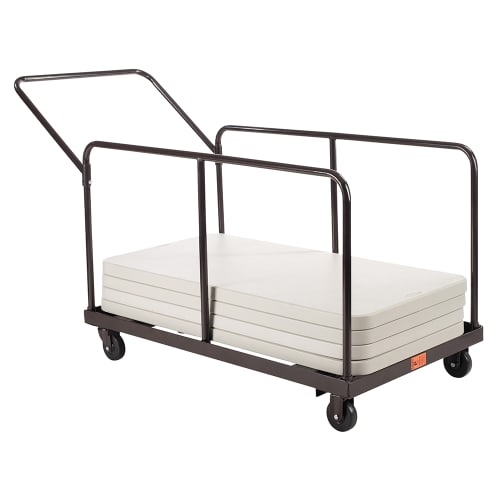 National Public Seating DYMU Folding Table Dolly w/ (12) Round & Rectangular Folding Table Capacity - Steel, Brown