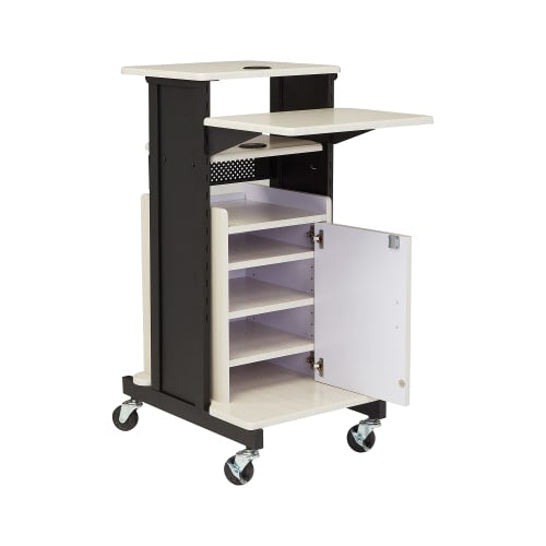 National Public Seating PRC250 40 1/2" 8 Level Presentation Station - Steel/Laminate, Black/Ivory