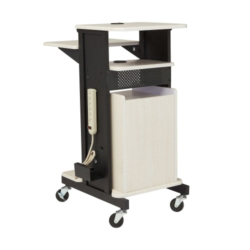 National Public Seating PRC250 40 1/2" 8 Level Presentation Station - Steel/Laminate, Black/Ivory