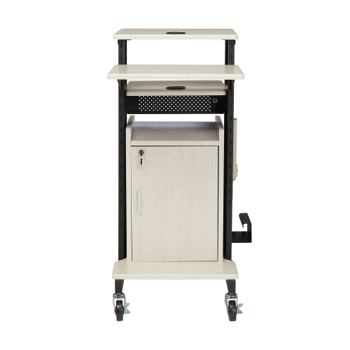 National Public Seating PRC250 40 1/2" 8 Level Presentation Station - Steel/Laminate, Black/Ivory