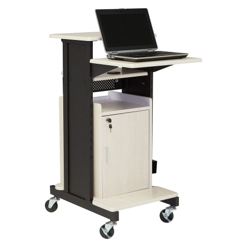 National Public Seating PRC250 40 1/2" 8 Level Presentation Station - Steel/Laminate, Black/Ivory