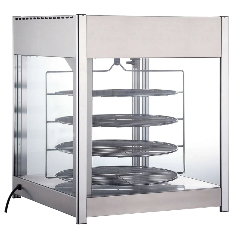 BakeMax BMPW418 Titan Series Countertop 4-Tier 18" Rotating Pizza Warmer.