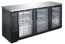 SABA SBB-27-90G - 27" Three Glass Door Back Bar Cooler (Black)