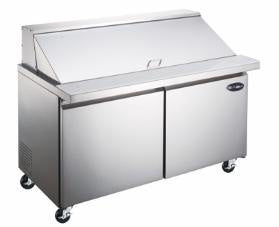 SABA SPS-48-18M - Two Door 48" Mega Prep Table with Pans S/S Interior & Exterior