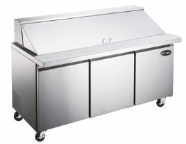 SABA SPS-60-24M - Two Door 60" Mega Prep Table with Pans S/S Interior & Exterior
