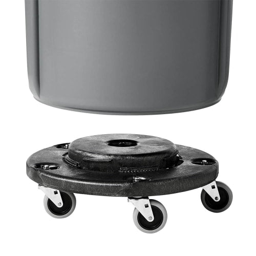 Rubbermaid FG264000BLA Round Plastic Trash Can Dolly w/ Raised Center & 250 lb Capacity
