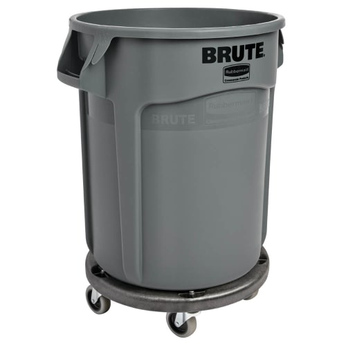 Rubbermaid FG264000BLA Round Plastic Trash Can Dolly w/ Raised Center & 250 lb Capacity