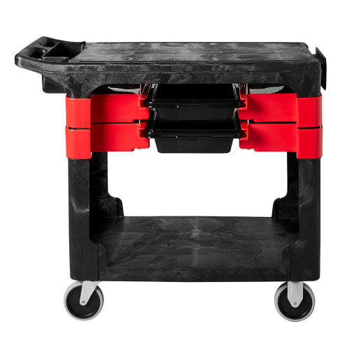 Rubbermaid FG618000 BLA 2 Level Polymer Utility Cart w/ 330 lb Capacity, Flat Ledges