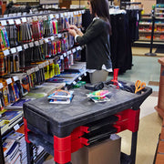 Rubbermaid FG618000 BLA 2 Level Polymer Utility Cart w/ 330 lb Capacity, Flat Ledges