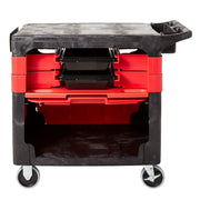 Rubbermaid FG618088 BLA 2 Level Polymer Utility Cart w/ 330 lb Capacity, Flat Ledges