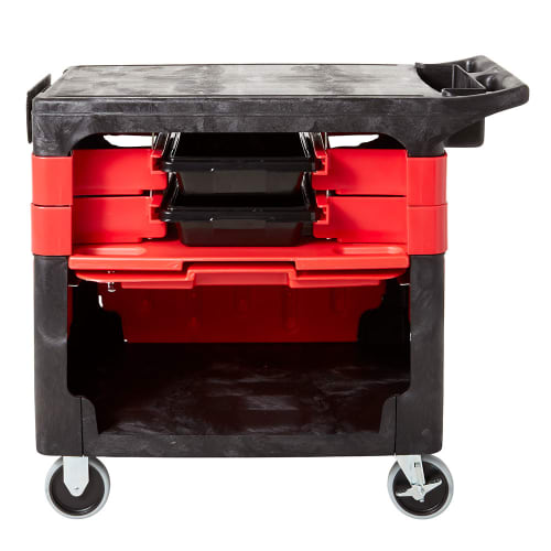 Rubbermaid FG618088 BLA 2 Level Polymer Utility Cart w/ 330 lb Capacity, Flat Ledges