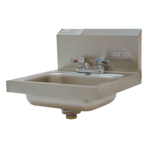 Advance Tabco 7-PS-20 Wall Mount Commercial Hand Sink w/ 14"L x 10"W x 5"D Bowl, Basket Drain
