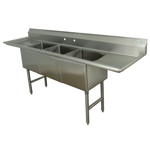 Advance Tabco FC-3-2424-24RL 120" 3 Compartment Sink w/ 24"L x 24"W Bowl, 14" Deep