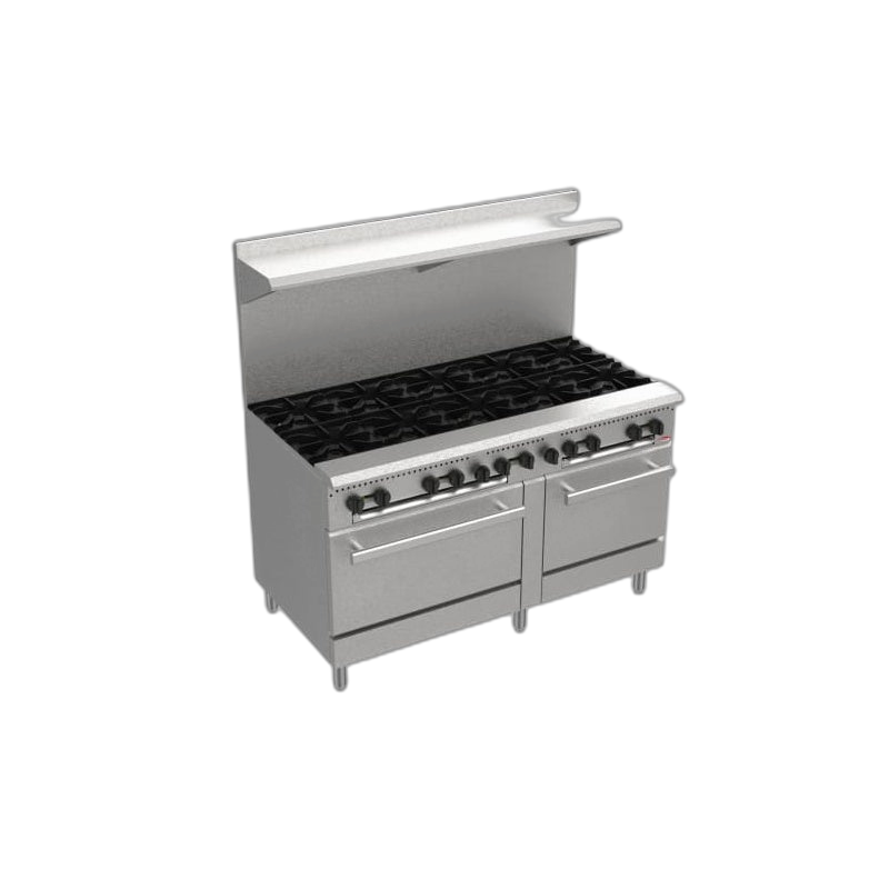 BakeMax BAS60O 60" Commercial 10-Burner Gas Range with Two Bakery Ovens