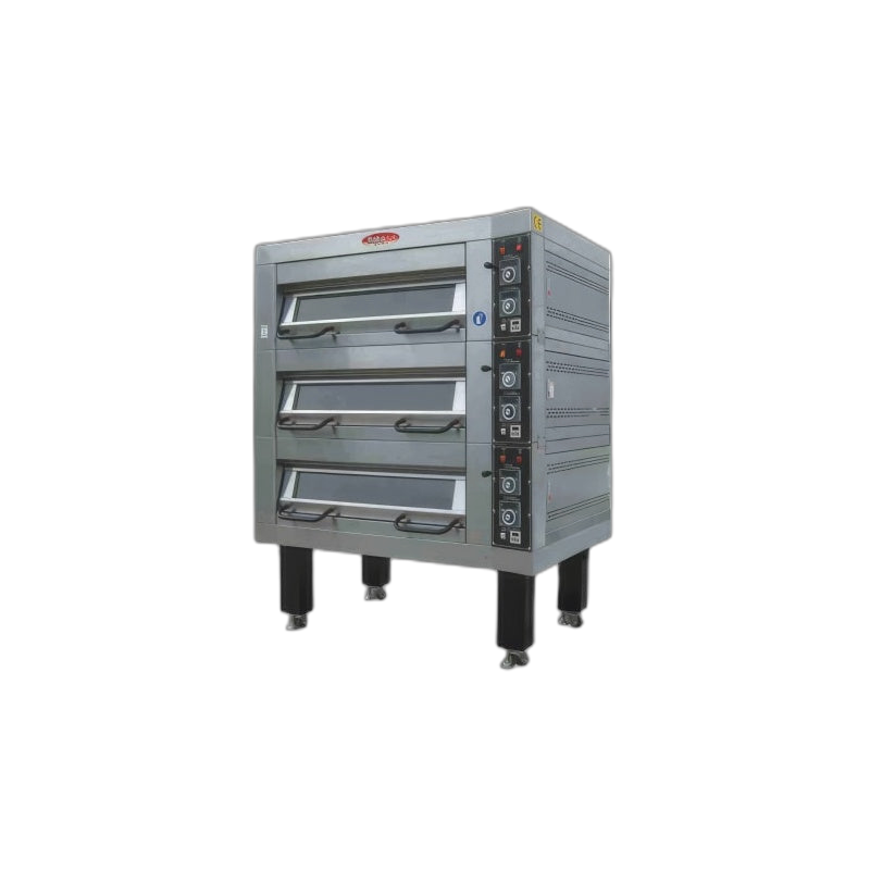 BakeMax BMDDD03 Three Deck Two Pan Wide Electric Artisan Stone Deck Oven