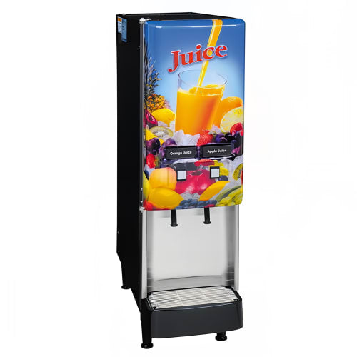Bunn JDF-2S Silver Series® Refrigerated Drink Dispenser w/ (2) 5 gal Bowls, Mixing, Lit Juice Graphic, 120v (37900.0008)