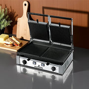 Eurodib PDR3000 Double Commercial Panini Press w/ Cast Iron Grooved Plates, 208-240v/1ph