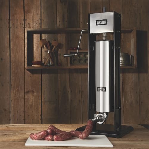 Weston 86-1501-W 15 lb Manual Vertical Sausage Stuffer w/ (4) Funnels, Stainless Steel