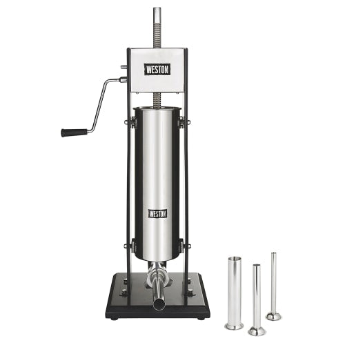 Weston 86-1501-W 15 lb Manual Vertical Sausage Stuffer w/ (4) Funnels, Stainless Steel