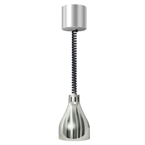 Hatco DL-500-RTL 71 7/8" Track Mount Heat Lamp w/ Retractable Cord - Lower Switch, Bright Nickel, 120v