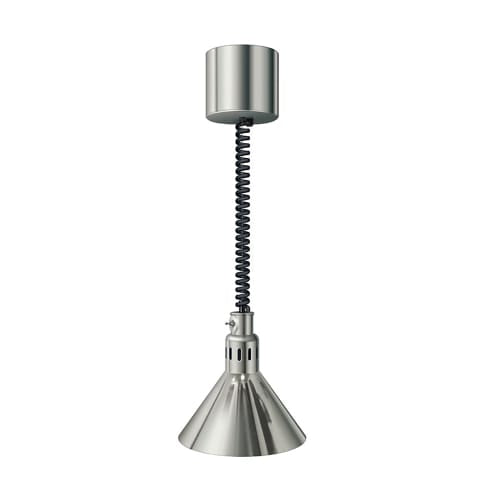 Hatco DL-775-RTL 71 7/8" Track Mount Heat Lamp w/ Retractable Cord - Lower Switch, Bright Nickel, 120v