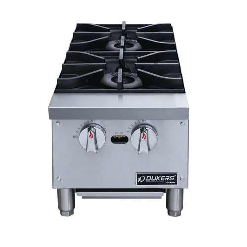 Dukers DCHPB12 12" Gas Hotplate w/ (2) Burners & Manual Controls, Convertible