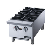 Dukers DCHPB12 12" Gas Hotplate w/ (2) Burners & Manual Controls, Convertible