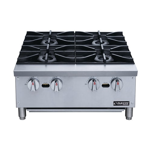 Dukers DCHPB24 24" Gas Hotplate w/ (4) Burners & Manual Controls, Convertible