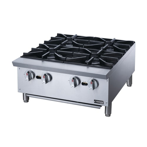 Dukers DCHPB24 24" Gas Hotplate w/ (4) Burners & Manual Controls, Convertible