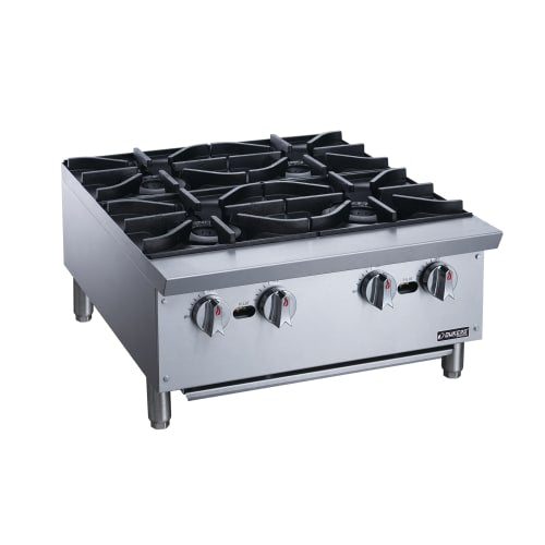 Dukers DCHPB24 24" Gas Hotplate w/ (4) Burners & Manual Controls, Convertible