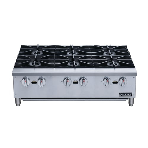 Dukers DCHPB36 36" Gas Hotplate w/ (6) Burners & Manual Controls, Convertible
