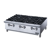 Dukers DCHPB36 36" Gas Hotplate w/ (6) Burners & Manual Controls, Convertible
