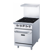 Dukers DCR24-4B 24" 4 Burner Gas Range - Standard Oven, Convertible