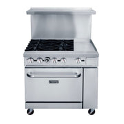 Dukers DCR36-4B12GM 36" 4 Burner Gas Range w/ Griddle - Standard Oven, Convertible