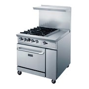 Dukers DCR36-4B12GM 36" 4 Burner Gas Range w/ Griddle - Standard Oven, Convertible