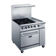 Dukers DCR36-4B12GM 36" 4 Burner Gas Range w/ Griddle - Standard Oven, Convertible