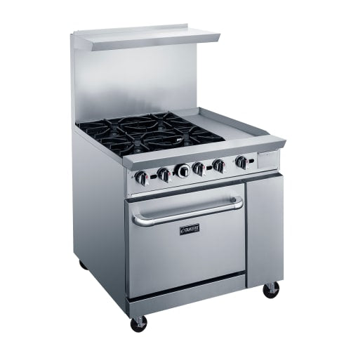 Dukers DCR36-4B12GM 36" 4 Burner Gas Range w/ Griddle - Standard Oven, Convertible