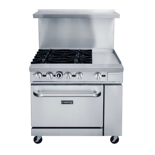 Dukers DCR36-4B12GM 36" 4 Burner Gas Range w/ Griddle - Standard Oven, Convertible