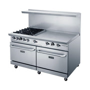 Dukers DCR60-4B36GM 60" 4 Burner Gas Range w/ Griddle - (2) Standard Ovens, Convertible