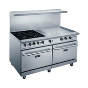 Dukers DCR60-4B36GM 60" 4 Burner Gas Range w/ Griddle - (2) Standard Ovens, Convertible