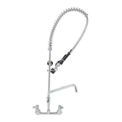 T&S 5PR-8W12-C 35 11/16"H Wall Mount Pre Rinse Faucet - 1 1/5 GPM, Base with Nozzle