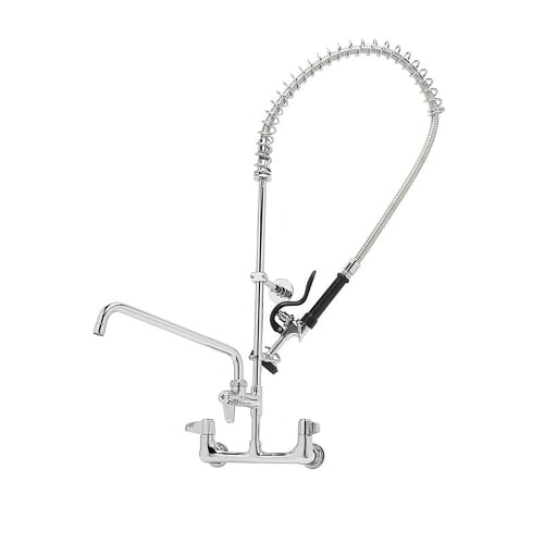 T&S 5PR-8W14 35 11/16"H Wall Mount Pre Rinse Faucet - 1.15 GPM, Base with Nozzle