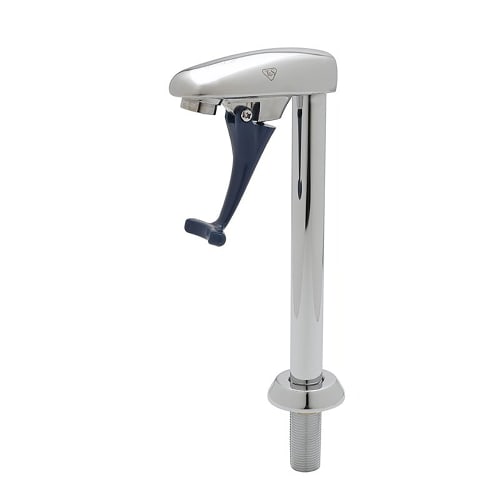 T&S B-1210 Glass Filler, Pedestal Push Back, Deck Mount, Blue Lexan Arm
