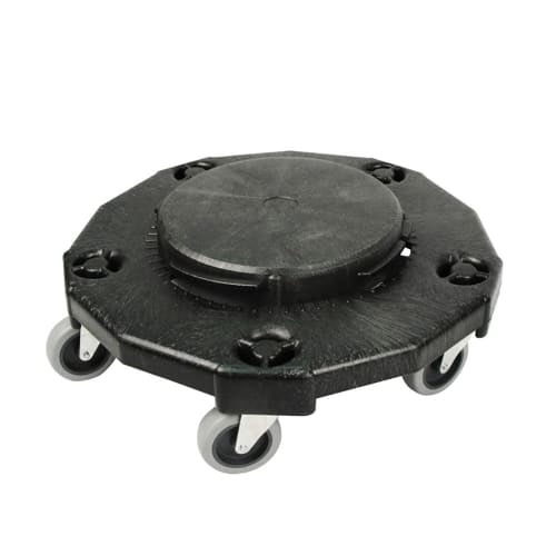 Winco DLR-2 Round Plastic Trash Can Dolly w/ Raised Center & 900 lb Capacity
