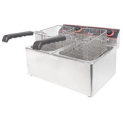 Winco EFT-32 Countertop Electric Fryer - (2) 16 lb Vats, 120v