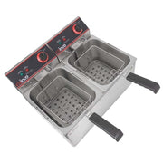 Winco EFT-32 Countertop Electric Fryer - (2) 16 lb Vats, 120v
